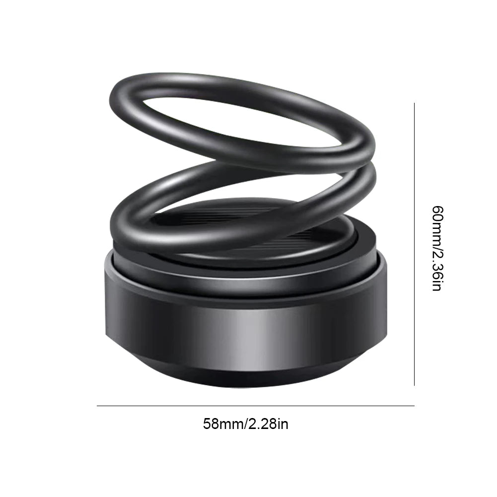 Solar Powered Car Fragrance Diffuser – Rotating Double Ring Aromatherapy Decoration