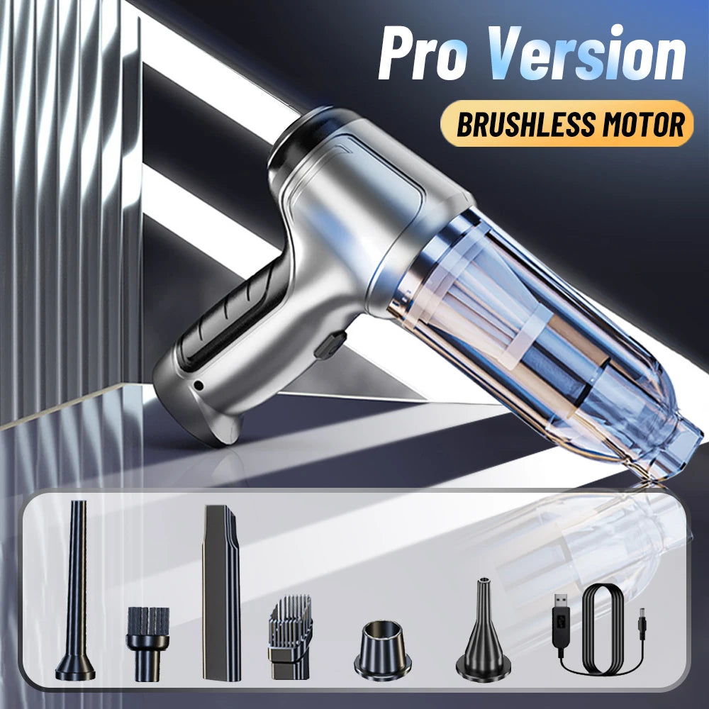 Portable Car Vacuum Cleaner – Wireless Handheld 95000PA Suction with Blower