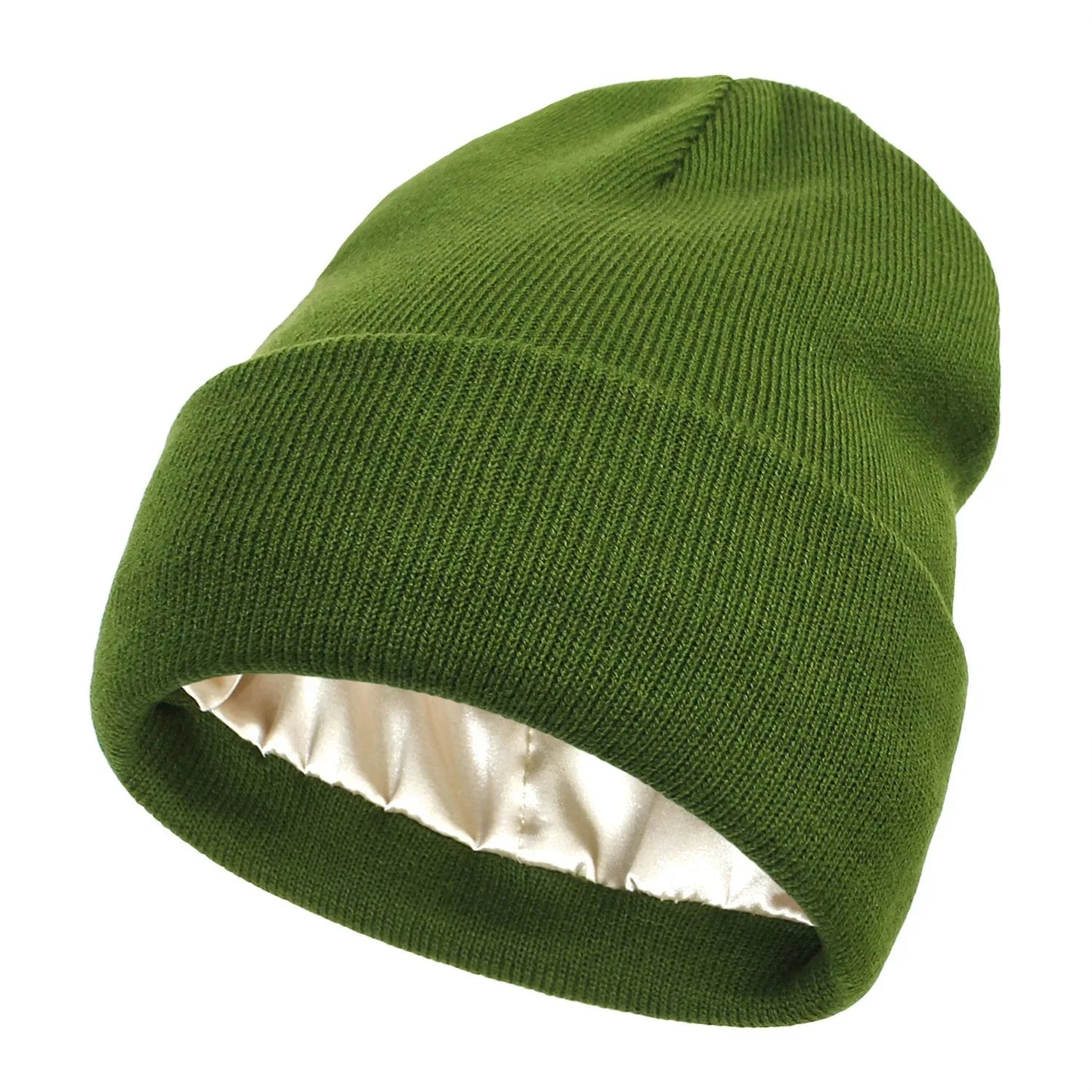 Unisex Satin-Lined Beanie Hat – Anti-Static Silk Lining Warm Knit Skull Cap for Winter & Hair Protection