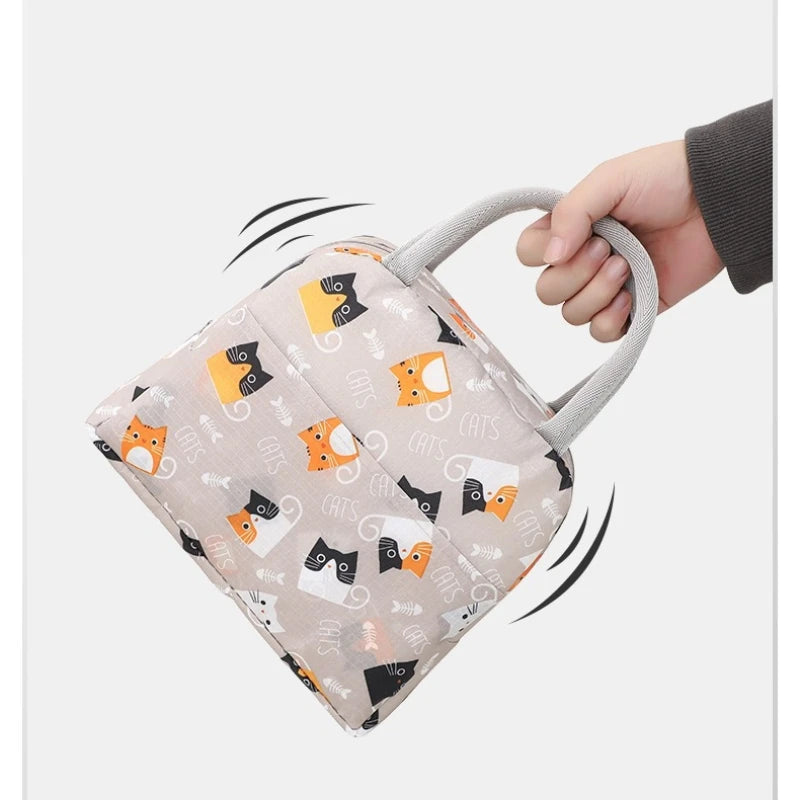 Cartoon Insulated Lunch Bag – Large Capacity Handheld Bento Storage Bag for Office & School