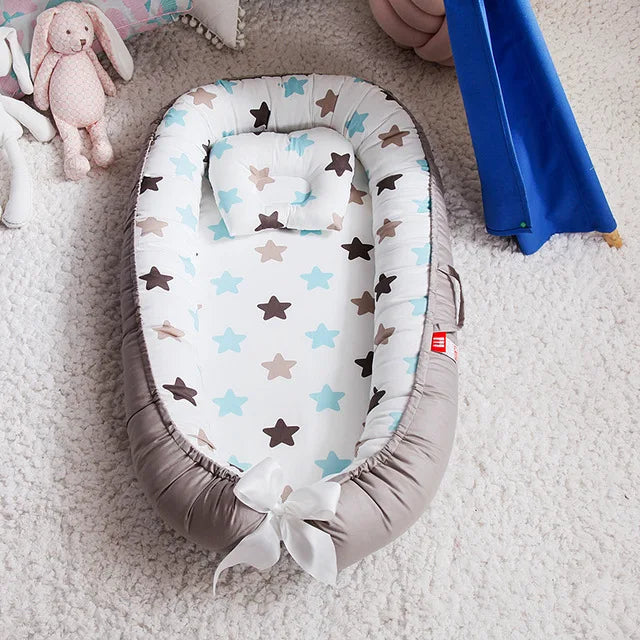 Portable Padded Cotton Lounger Baby Nest Pod with Pillow - 6 Styles
