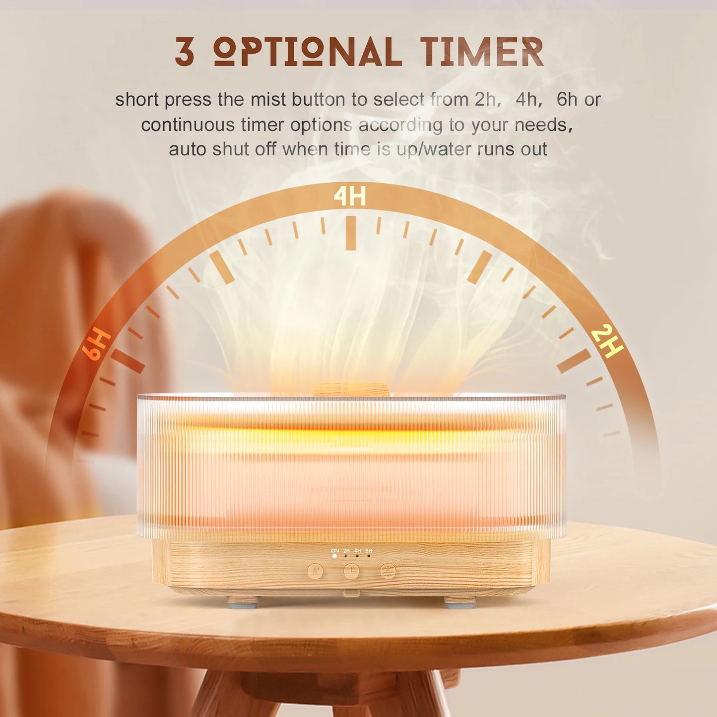 Sejoy Flame Aroma Diffuser – 300ml USB Cool Mist Humidifier with Colorful LED Flame Light for Home & Bedroom
