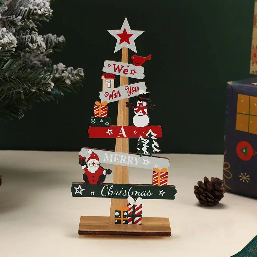 Runtow Wooden Christmas Ornament – Santa Claus & Snowman 2025 Xmas Tree or Desktop Decoration for Home & Office