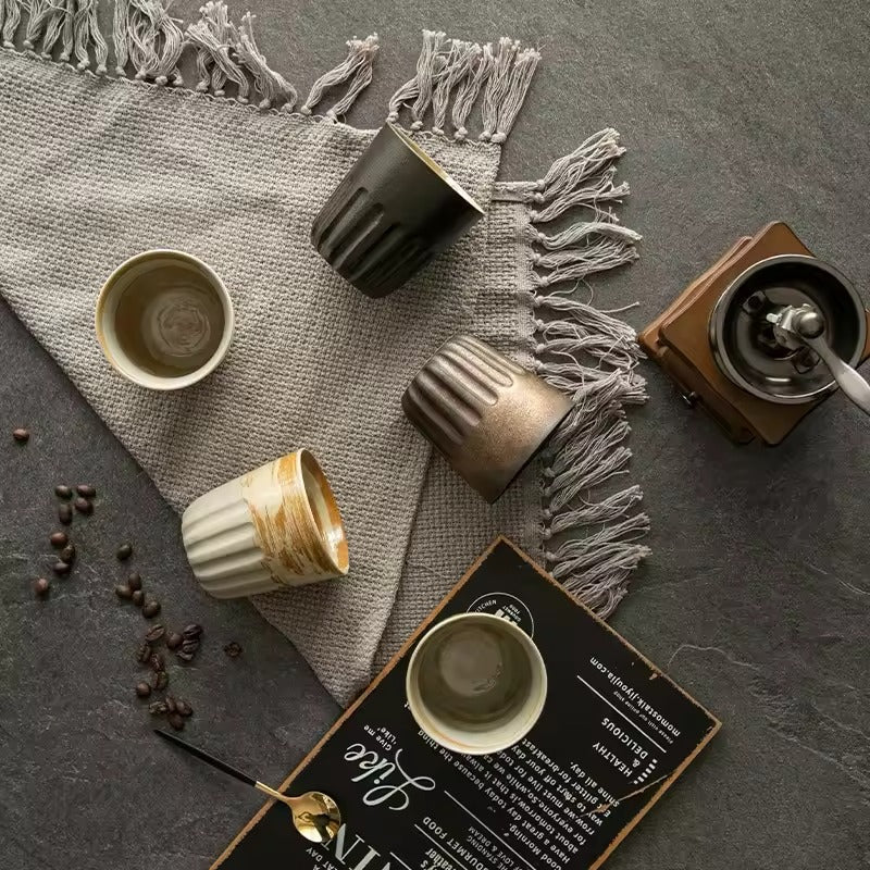 Set of 2, 4 & 6 Premium Stoneware Ceramic Coffee Tumbler Mugs - 5 Colours