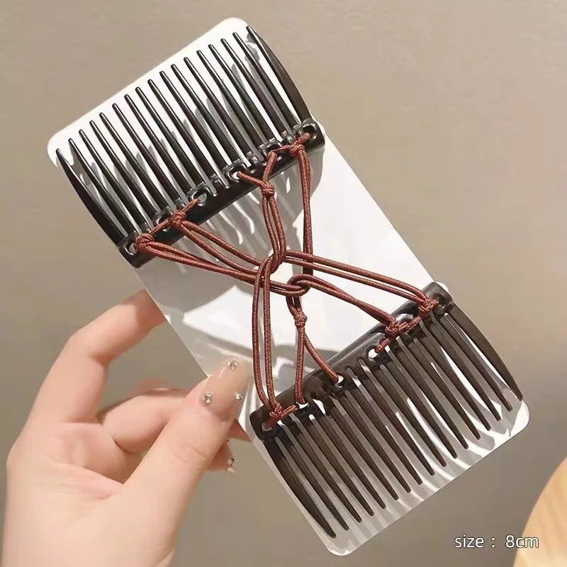 Vintage Elastic Magic Hair Comb – Creative Double Clip Headwear for Women Hairstyling & Fashion Accessories
