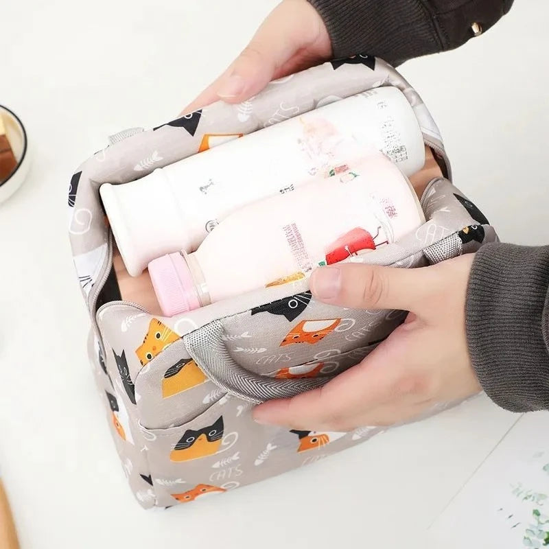 Cartoon Insulated Lunch Bag – Large Capacity Handheld Bento Storage Bag for Office & School