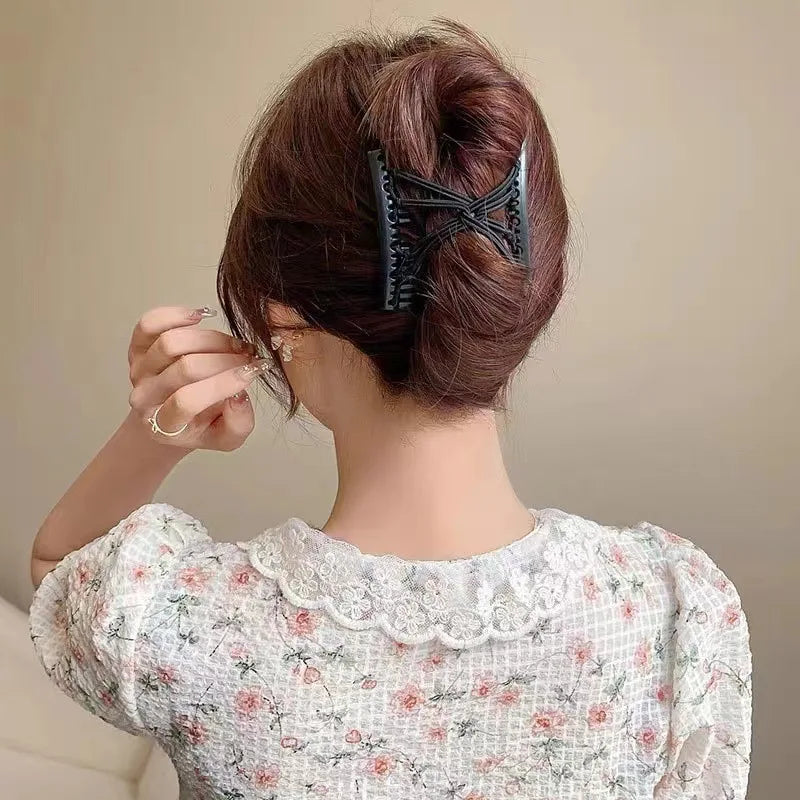 Vintage Elastic Magic Hair Comb – Creative Double Clip Headwear for Women Hairstyling & Fashion Accessories