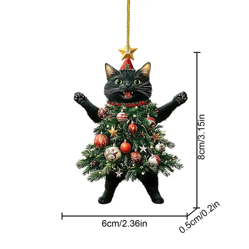 Cute Cat Christmas Ornament – Hanging Pendant for Tree, Car, Backpack & Home Decoration Holiday Gift