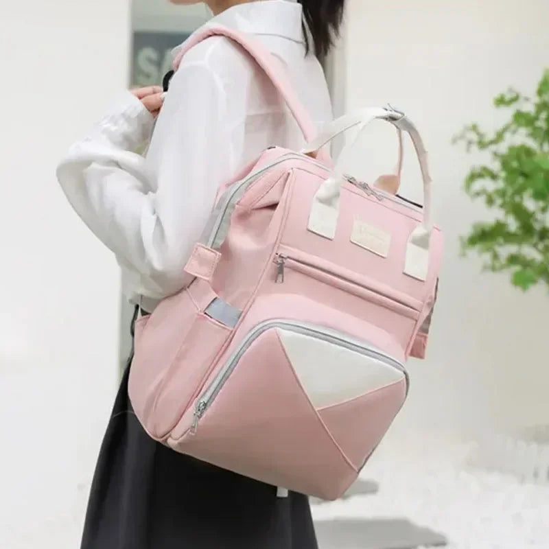 Large Capacity Mommy Diaper Bag – Fashion Baby Stroller Backpack with Changing Mat & Wet/Dry Compartments