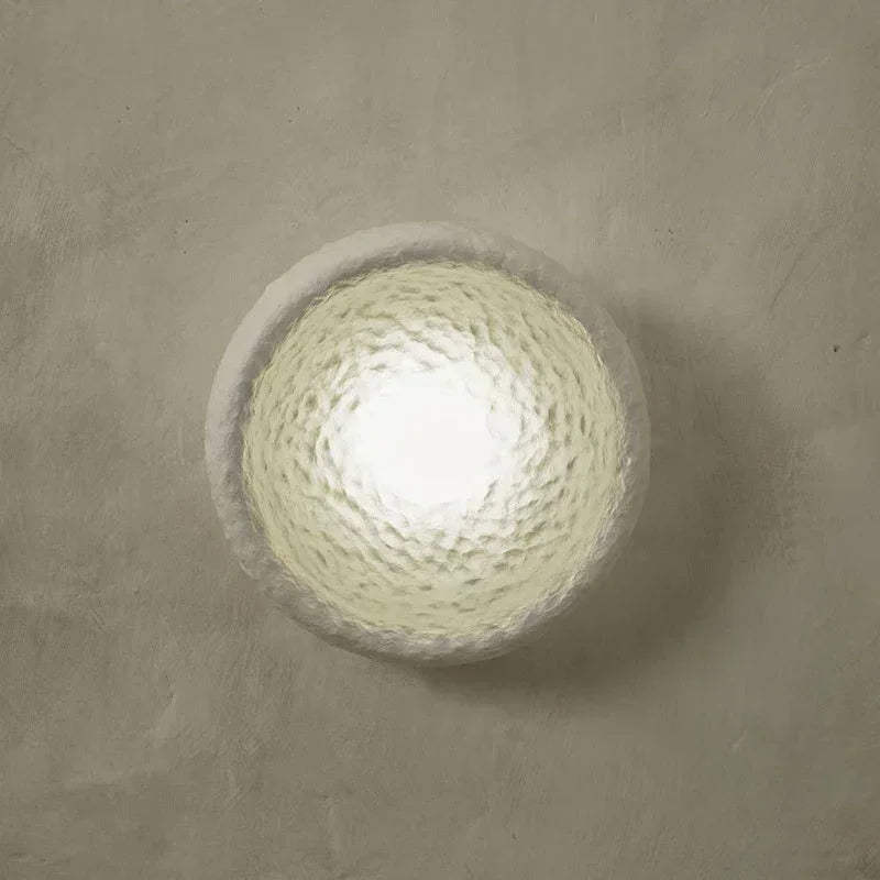 Deep White Minimalist Natural Round Japandi Inspired Wall Sconce - 3 Sizes