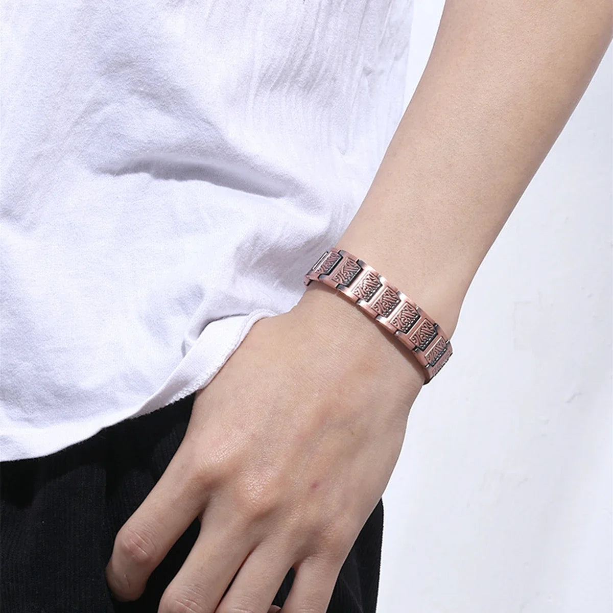 ARADOO Men’s Copper Magnetic Bracelet – Pure Copper Neodymium Link Therapy Jewelry Gift