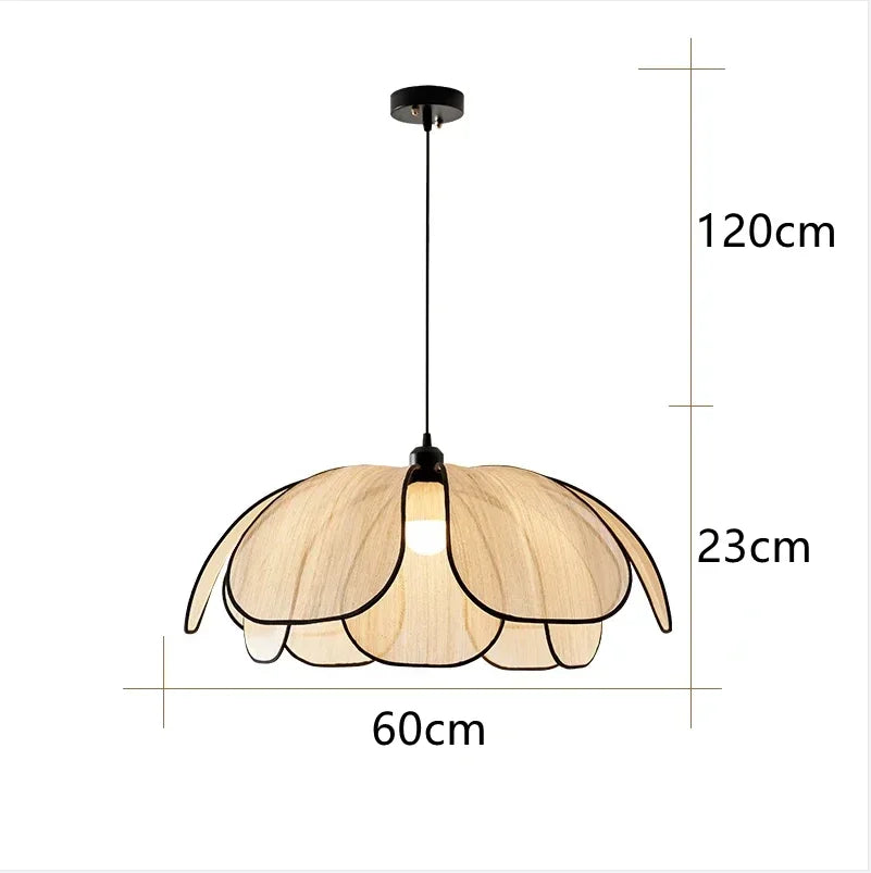 Black & Natural Wabi Sabi Petal Wicker Pendant Ceiling Light