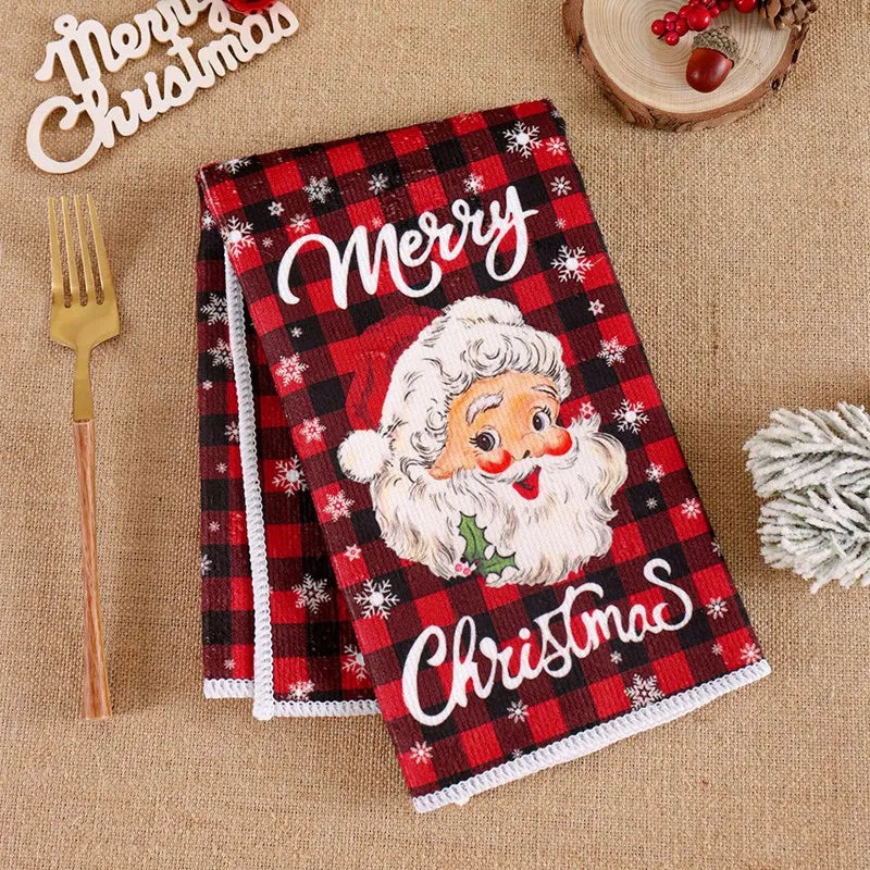 2pcs Christmas Kitchen Towels – Merry Christmas Santa Claus Dish Towels for Holiday Home & Party Decoration 2025–2026