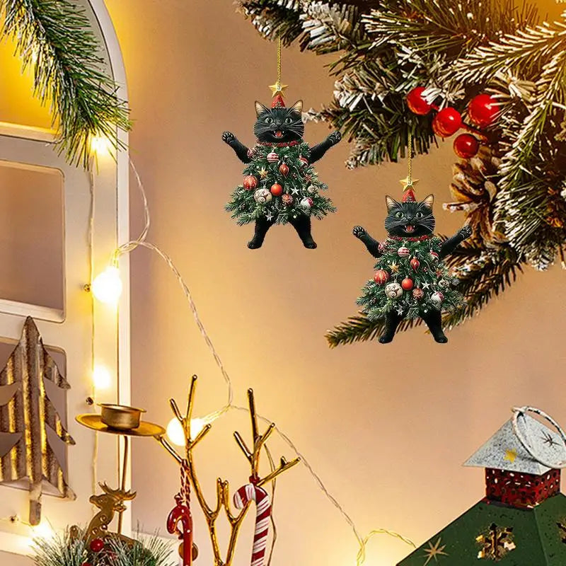 Cute Cat Christmas Ornament – Hanging Pendant for Tree, Car, Backpack & Home Decoration Holiday Gift