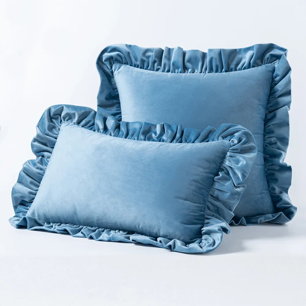 Decadent Velvet Cushion Covers with Ruffle - 16 Colours