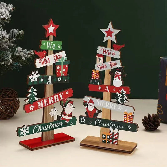 Runtow Wooden Christmas Ornament �Santa Claus & Snowman 2025 Xmas Tree or Desktop Decoration for Home & Office