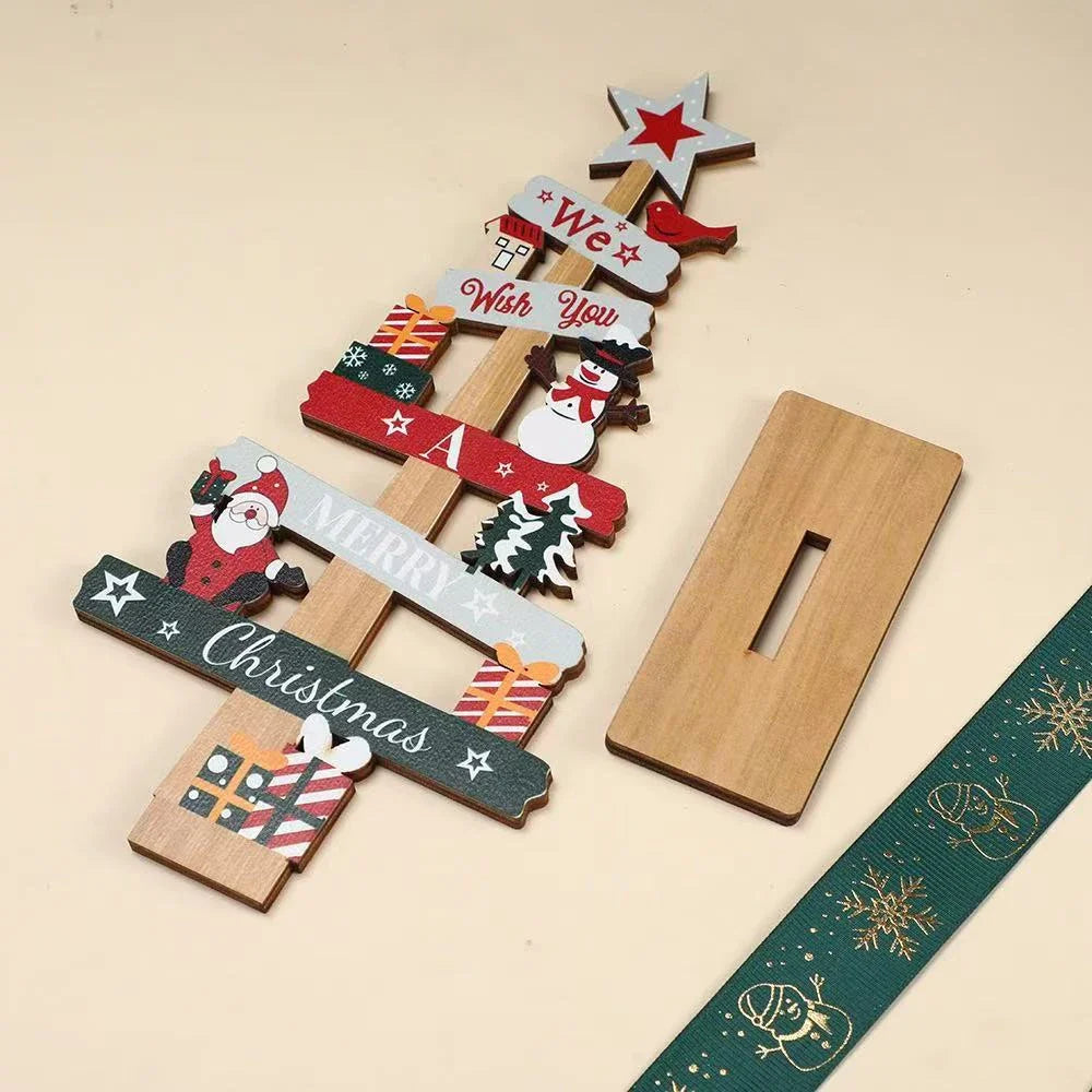 Runtow Wooden Christmas Ornament – Santa Claus & Snowman 2025 Xmas Tree or Desktop Decoration for Home & Office