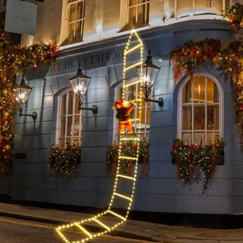 LED Santa Claus Climbing Ladder Light – 1.5/3M USB Christmas Decoration with 8 Flash Modes for Home & Tree