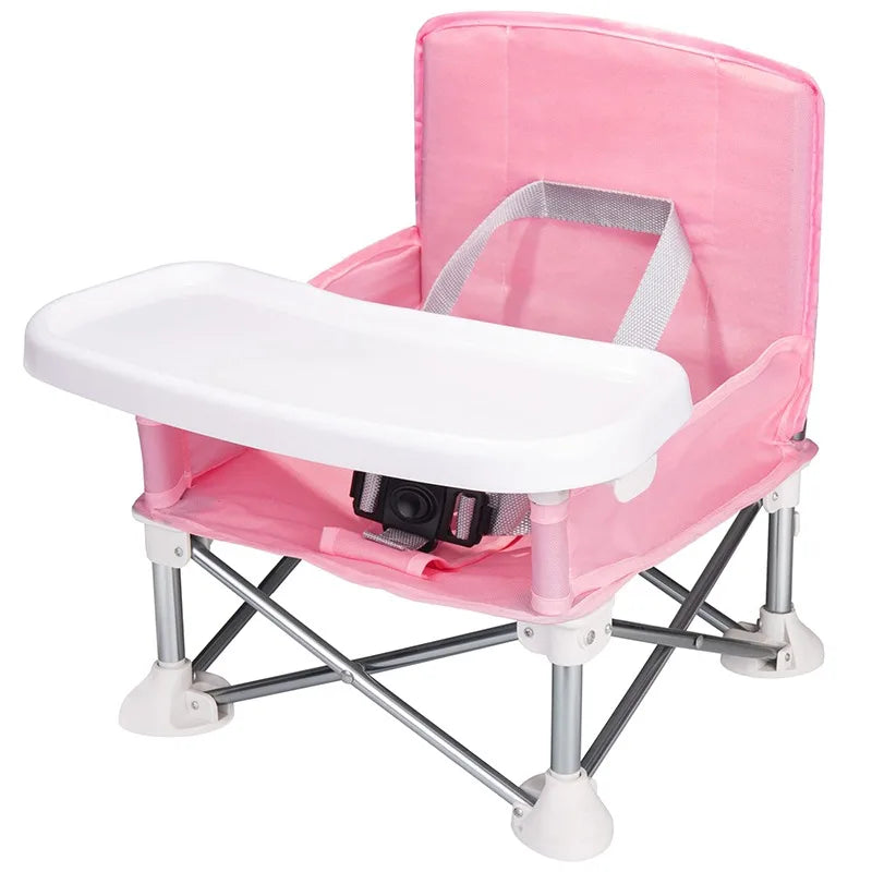 Portable Baby Booster Seat – Folding Travel Dining Chair with Feeding Tray for Kids