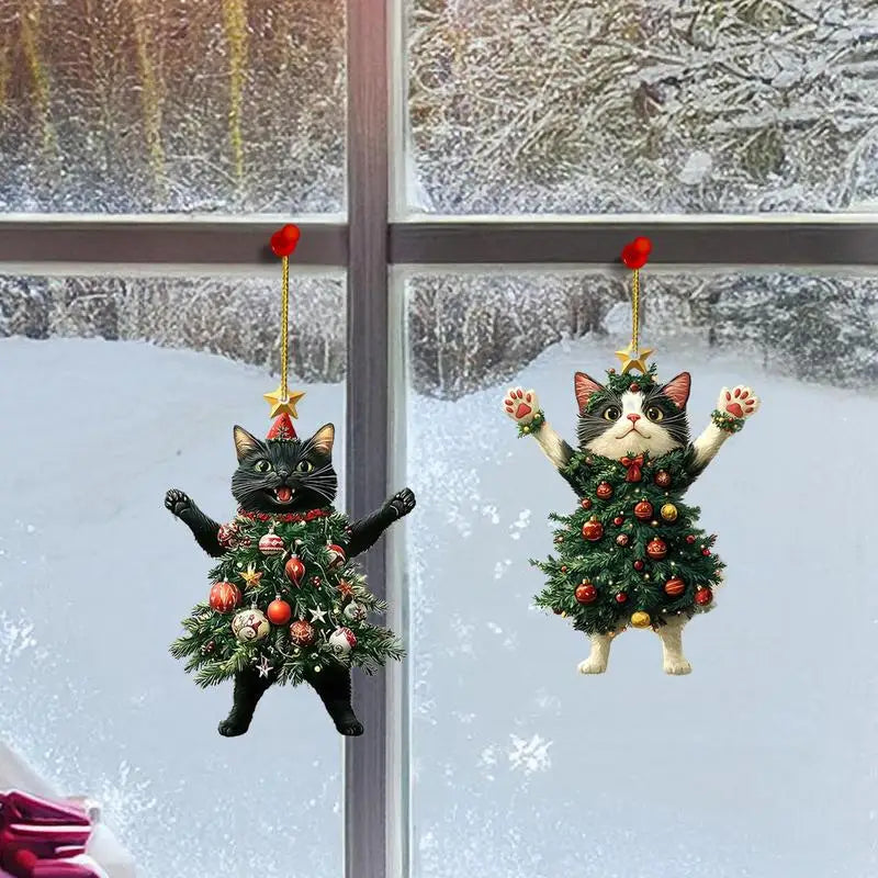 Cute Cat Christmas Ornament – Hanging Pendant for Tree, Car, Backpack & Home Decoration Holiday Gift