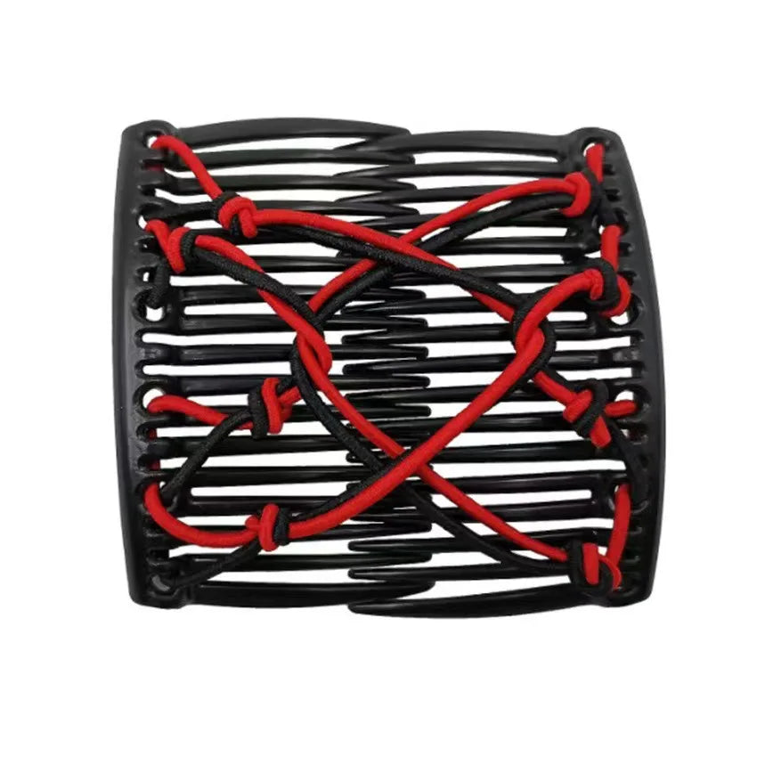 Vintage Elastic Magic Hair Comb – Creative Double Clip Headwear for Women Hairstyling & Fashion Accessories