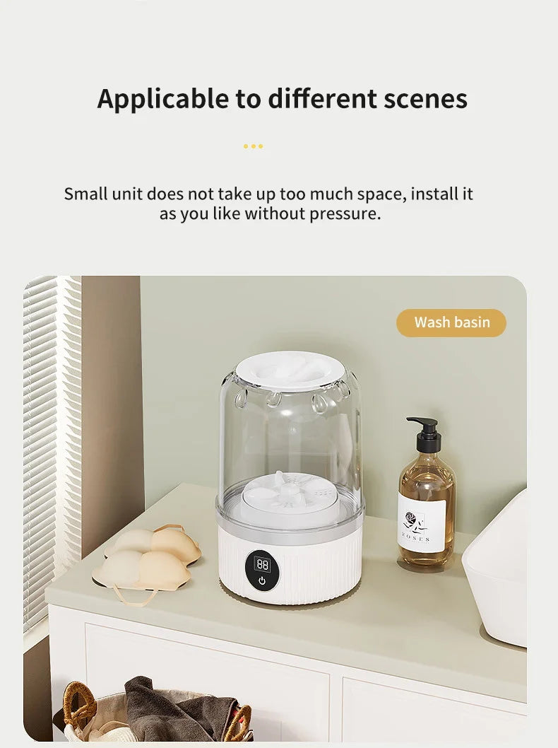 Wireless Mini Washing Machine – 1L Portable Underwear & Socks Cleaner with Dehydration Function