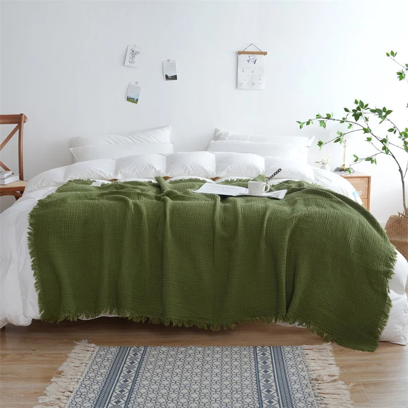 100% Cotton Muslin Throw Blanket - 5 Colours