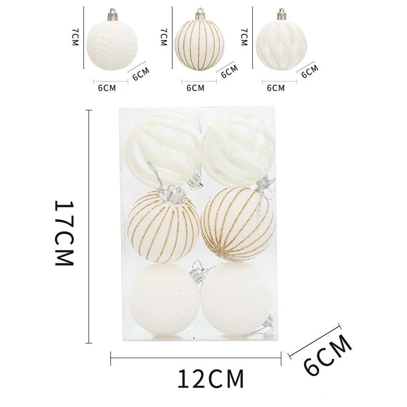 Velvet Christmas Tree Ornaments – 6/12pcs 6cm Flocked Ball Set, Shatterproof Holiday Decorations for Home & Party