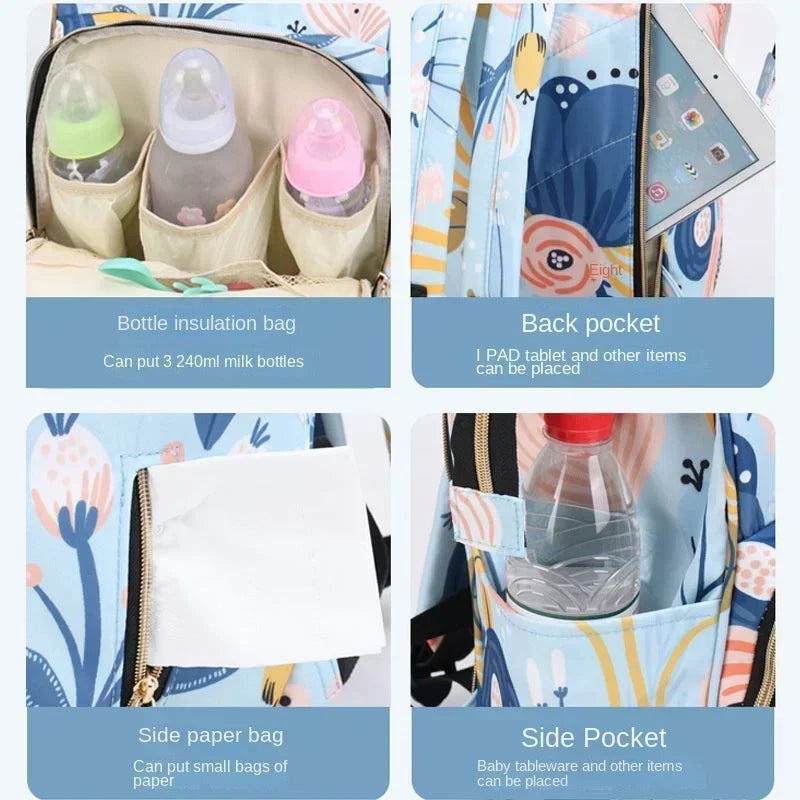 Fashion Mummy Diaper Backpack – Large Capacity Multi-Function Travel Nappy Bag for Baby Care