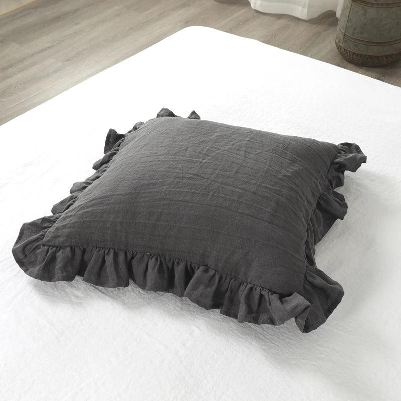 Soft Ruffled Pure Linen Cushion & Pillowcase Covers - 11 Colours