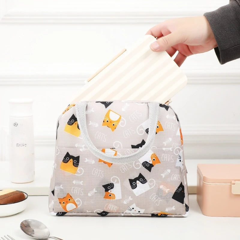 Cartoon Insulated Lunch Bag – Large Capacity Handheld Bento Storage Bag for Office & School