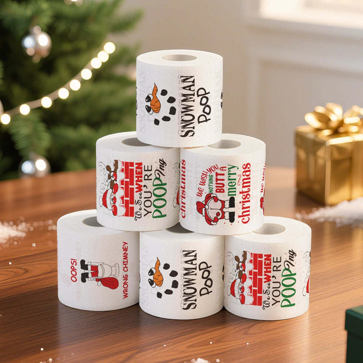 Christmas Toilet Paper Roll – Funny Merry Christmas & Happy 2026 New Year Tissue for Holiday Bathroom Décor
