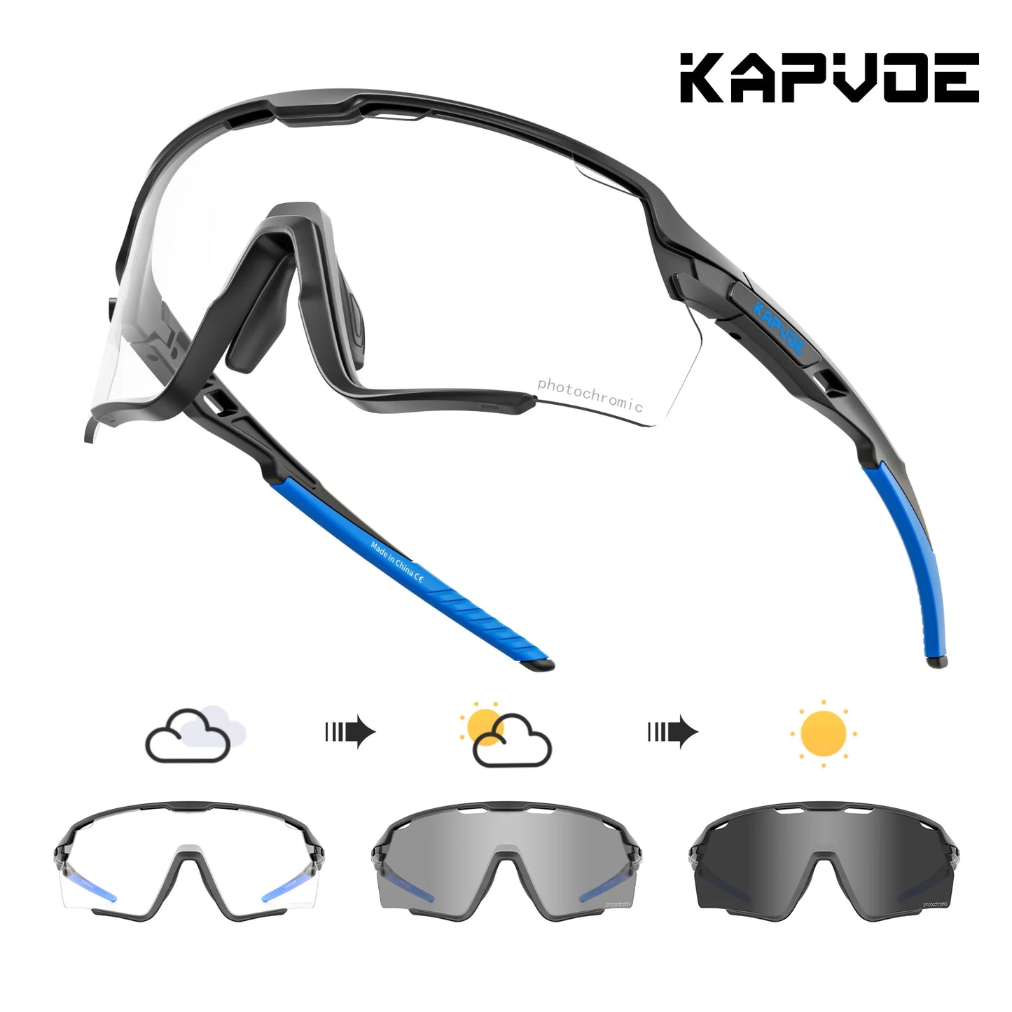 Kapvoe Photochromic Cycling Glasses – Silver Lens Sports Sunglasses for Men & Women