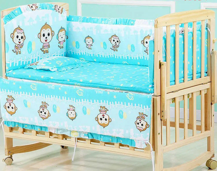 5pcs Cotton Baby Crib Bedding Set – Infant Bumpers & Safety Bed Fence Protector for Nursery Decor