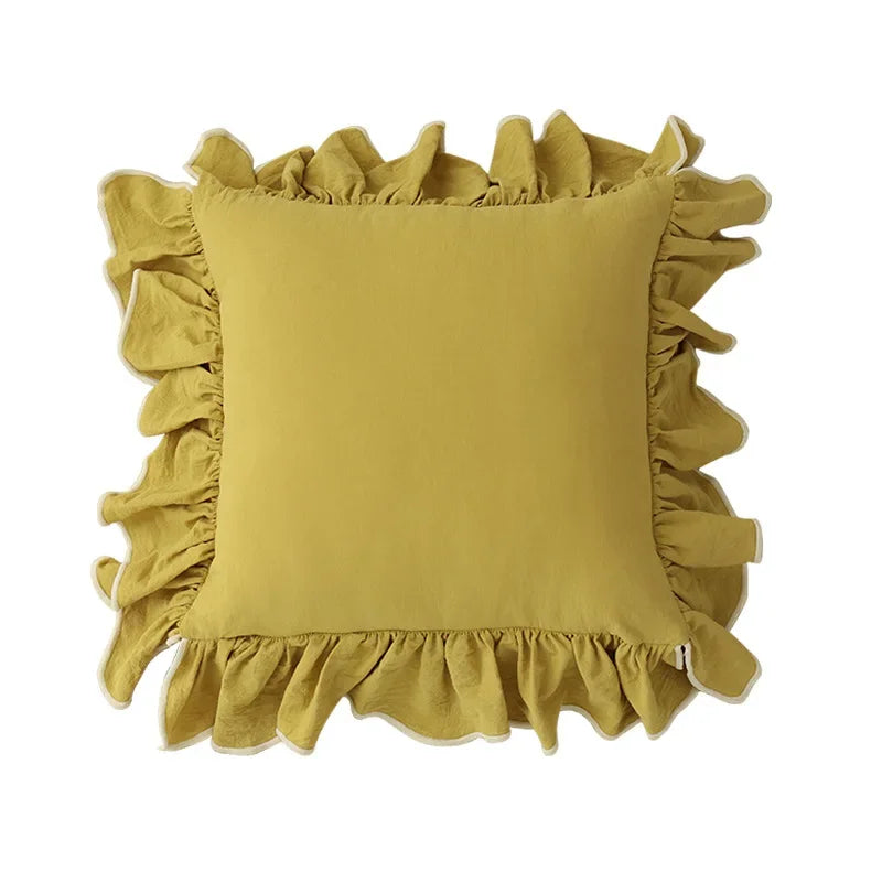 Ruffle Cotton Cushion Cover - 6 Colours