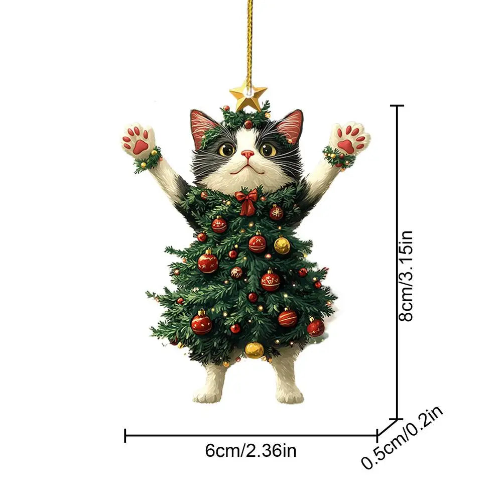 Cute Cat Christmas Ornament – Hanging Pendant for Tree, Car, Backpack & Home Decoration Holiday Gift