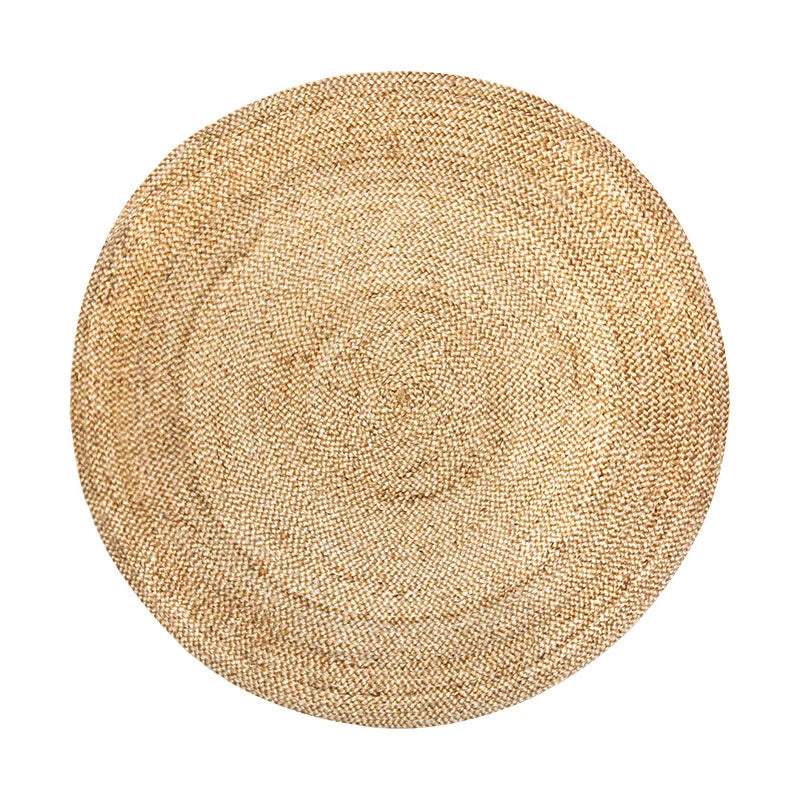 Thick Hand Knitted Brown Round Natural Rustic Jute Rug - Various Sizes