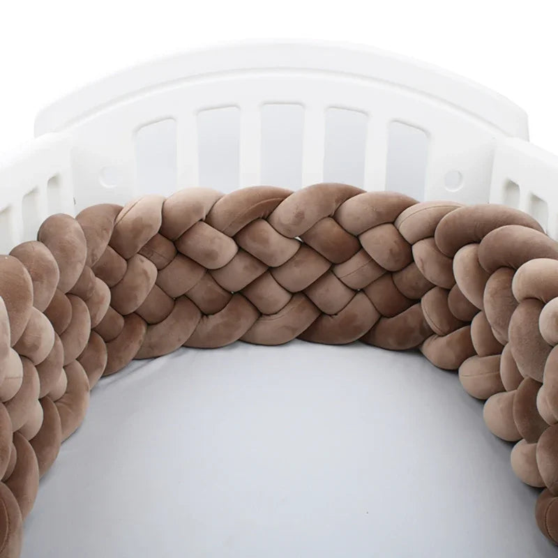 Braided Baby Crib Bumper – 300/400cm Soft Cushion Bed Protector for Newborns & Nursery Decoration