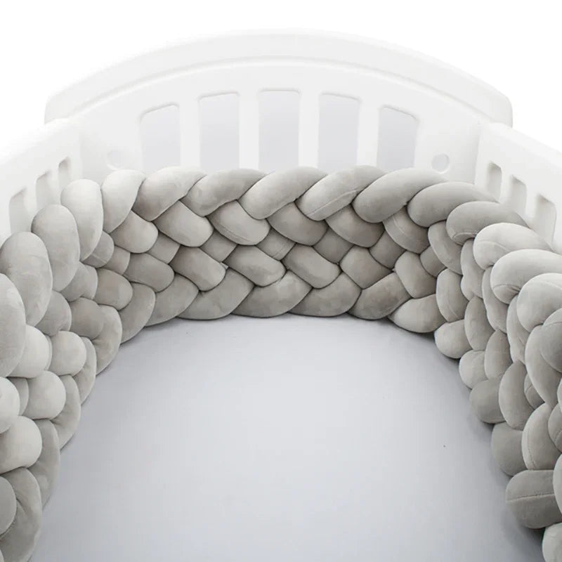 Braided Baby Crib Bumper – 300/400cm Soft Cushion Bed Protector for Newborns & Nursery Decoration