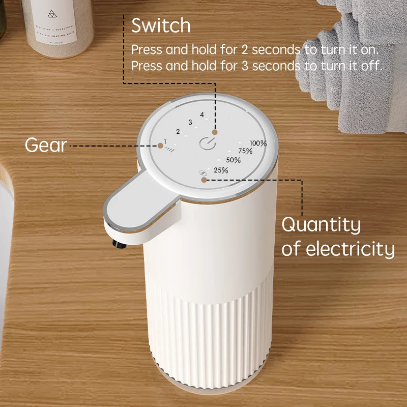 HQ Automatic Soap Dispenser – 360ml Type-C Rechargeable Foaming Hand Washer with 4-Level Foam Control