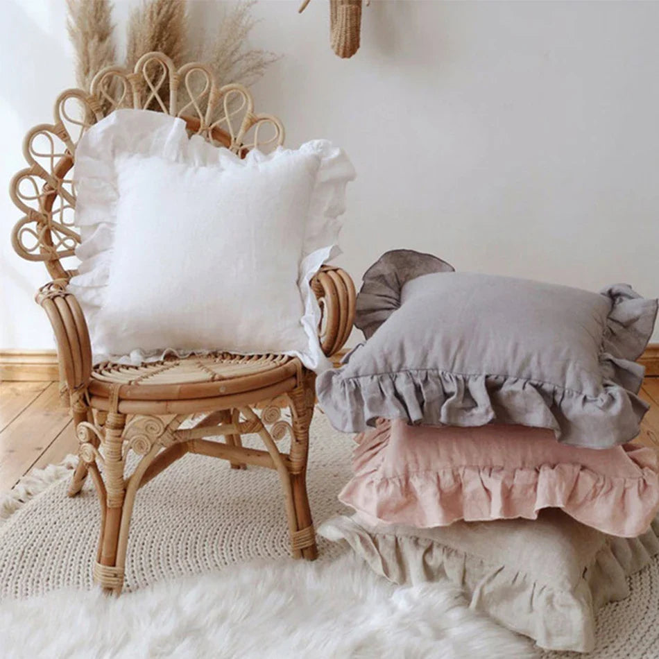 Soft Ruffled Pure Linen Cushion & Pillowcase Covers - 11 Colours