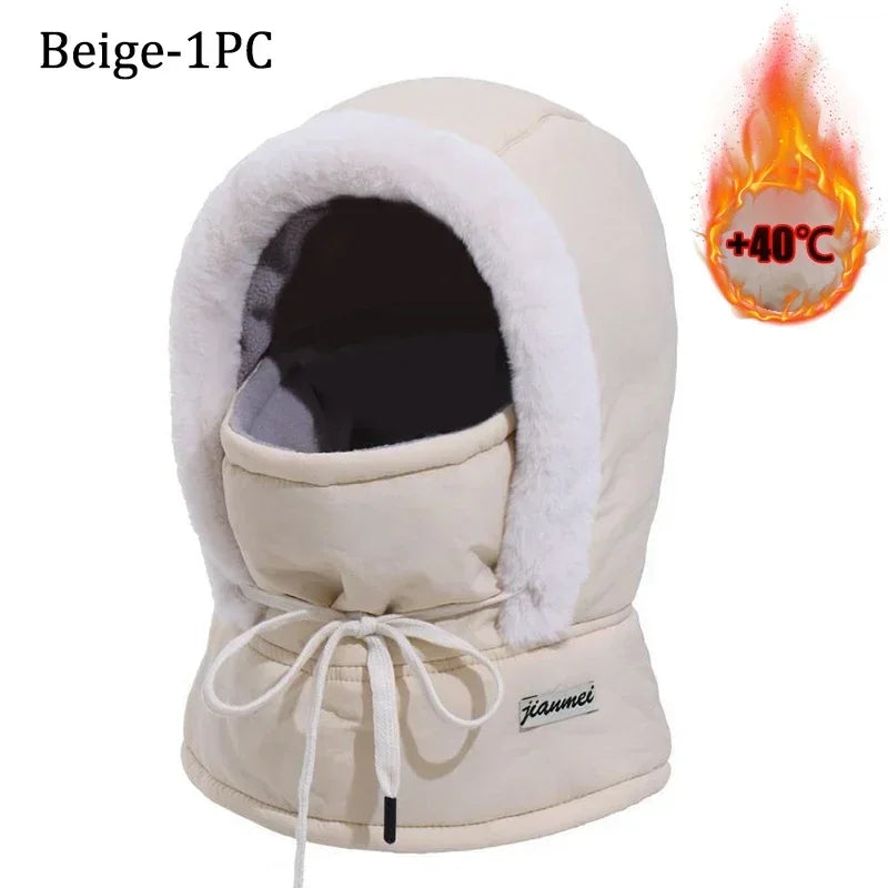 Thermal Balaclava Hood – Windproof Plush Ski Mask & Neck Warmer for Outdoor Winter Sports