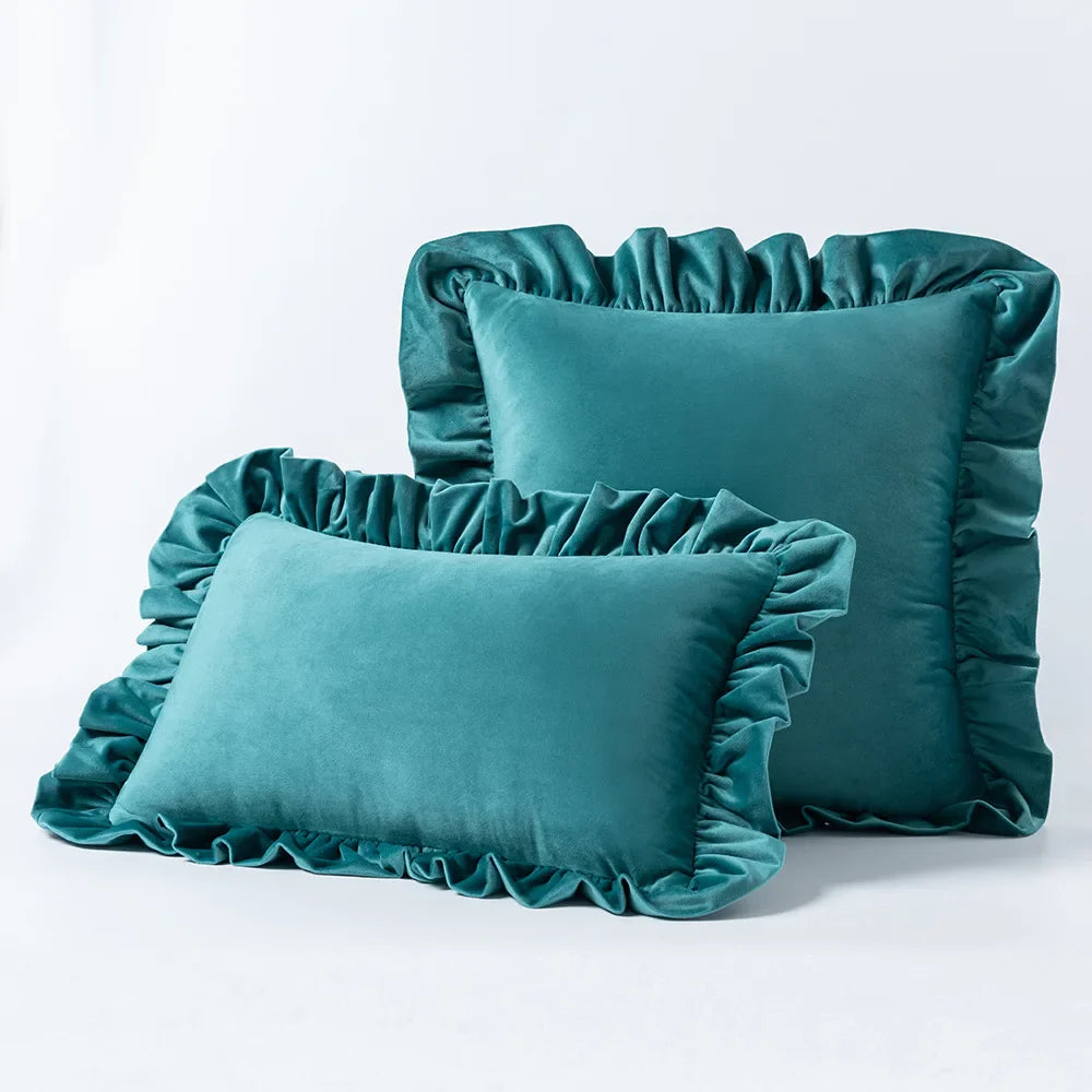 Decadent Velvet Cushion Covers with Ruffle - 16 Colours