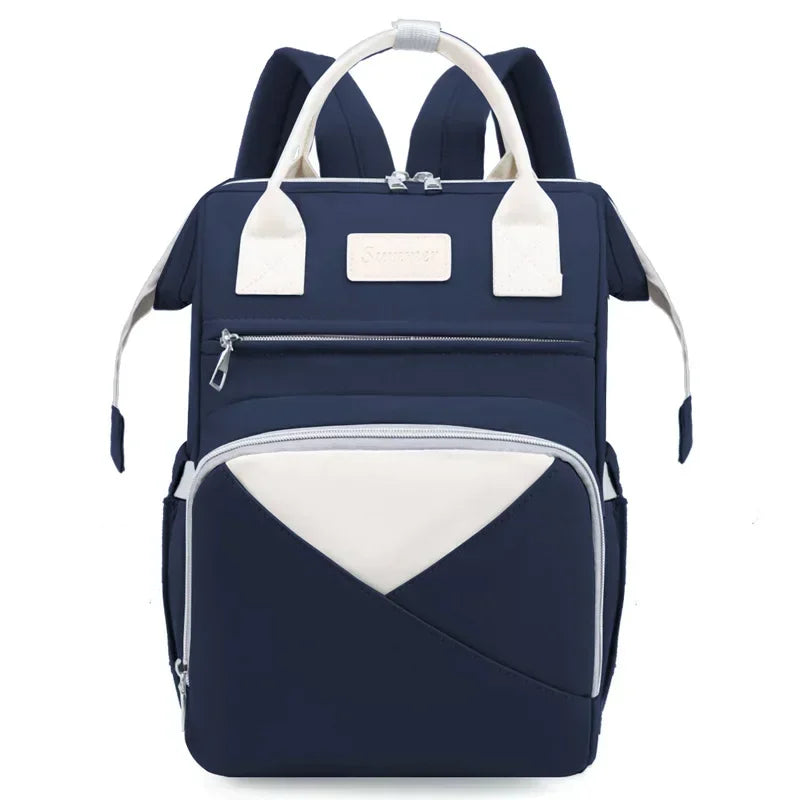 Large Capacity Mommy Diaper Bag – Fashion Baby Stroller Backpack with Changing Mat & Wet/Dry Compartments