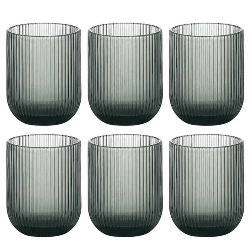 Set of 6 Luxury Ripple Drinking Glasses - Clear, Sage & Blush