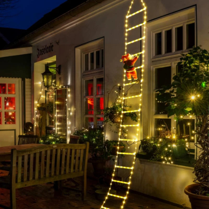 LED Santa Claus Climbing Ladder Light – 1.5/3M USB Christmas Decoration with 8 Flash Modes for Home & Tree