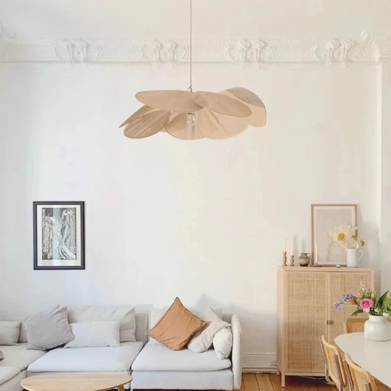 Bohemian Natural Wabi Sabi Petal Linen Pendant Ceiling Light - 6 Colours