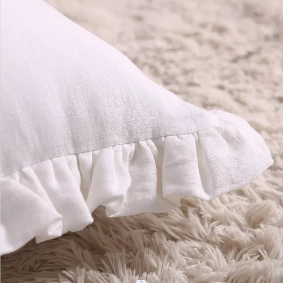 Soft Ruffled Pure Linen Cushion & Pillowcase Covers - 11 Colours