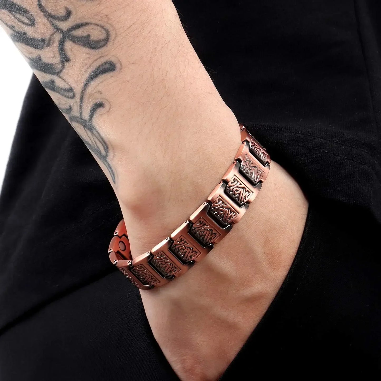 ARADOO Men’s Copper Magnetic Bracelet – Pure Copper Neodymium Link Therapy Jewelry Gift