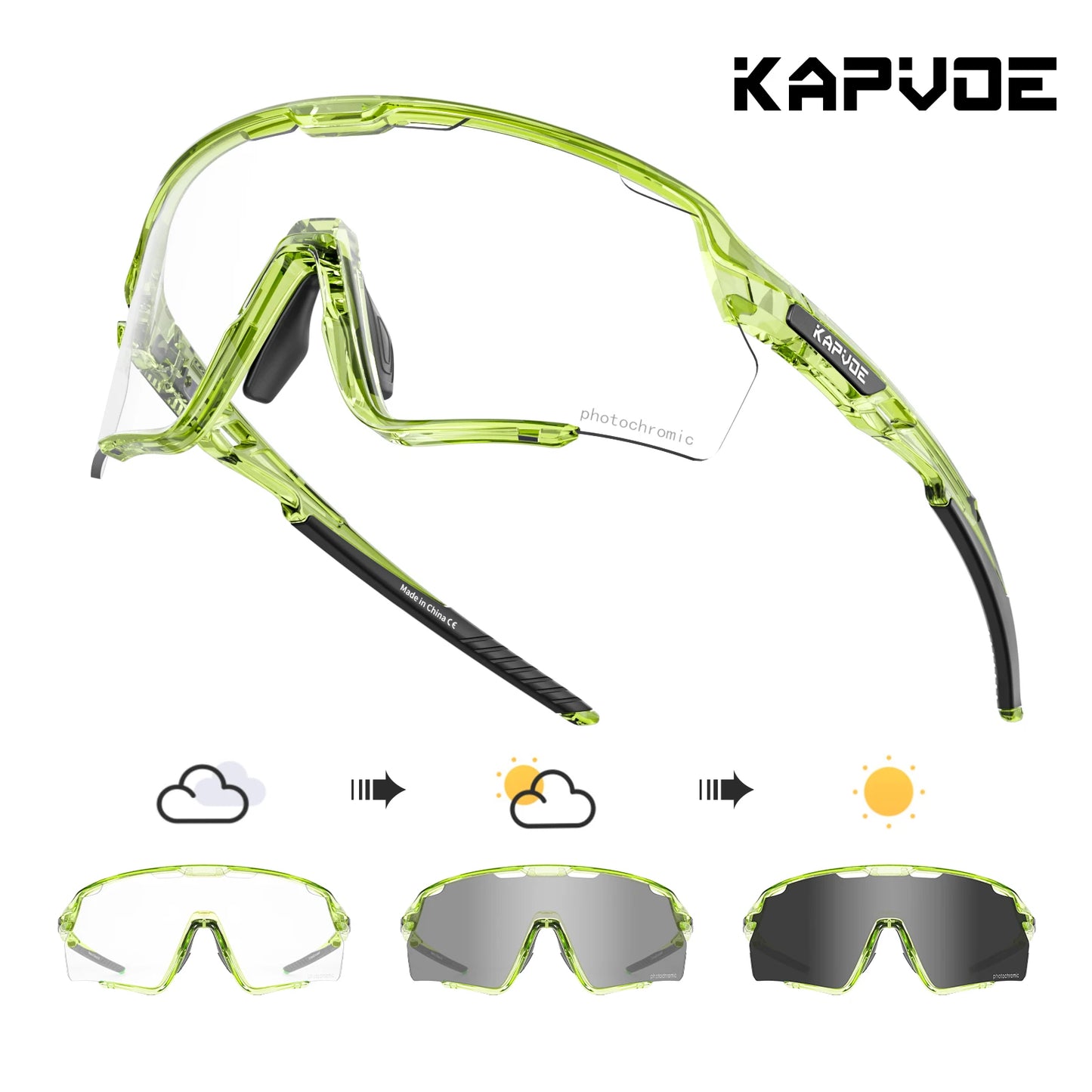 Kapvoe Photochromic Cycling Glasses – Silver Lens Sports Sunglasses for Men & Women